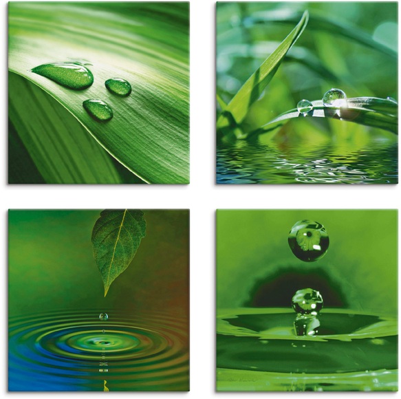 Artland Leinwandbild »Blatt Gras Wassertropfen«