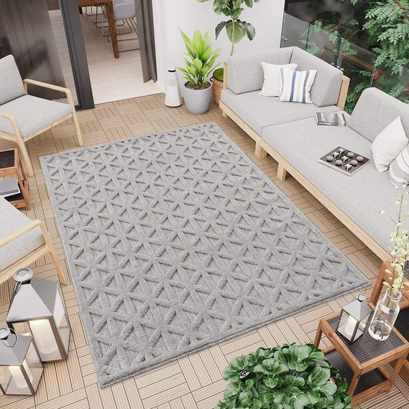 Carpet City Teppich »SANTORINI 58500«, rechteckig, 5 mm Höhe, 3D-Design: Flor erzeugt ein Hoch-Tief-Effekt, In- und Outdoor geeignet