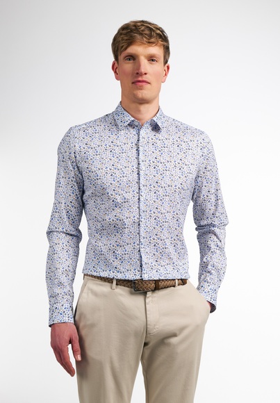 ETERNA LANGARM HEMD SUPER SLIM PERFORMANCE SHIRT STRETCH BLAU/GELB