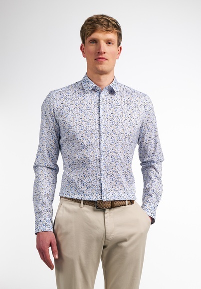 ETERNA LANGARM HEMD SUPER SLIM PERFORMANCE SHIRT STRETCH BLAU/GELB
