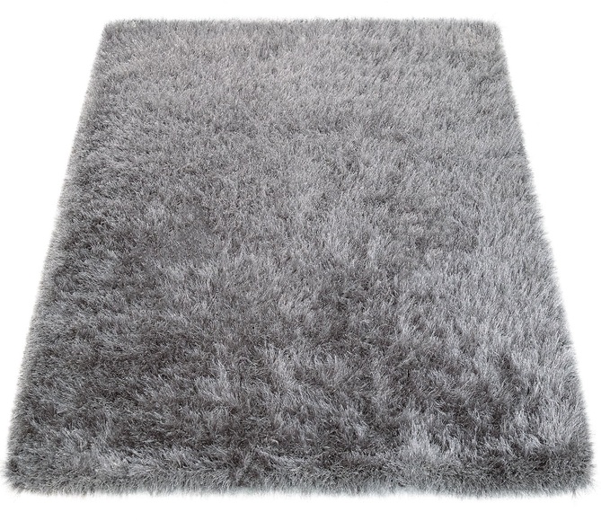 Paco Home Hochflor-Teppich »Glamour 300«, rund, 75 mm Höhe, Uni Farben, mit weichem Glanz Garn, ideal im Wohnzimmer & Schlafzimmer