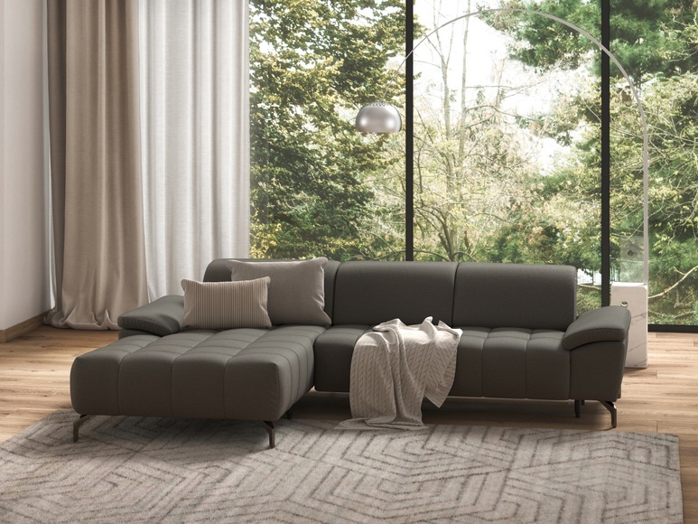 sit&more Ecksofa »Cool«, wahlweise mit Kopfteilverstellung und Vorziehsitz, motorisch, mit schwarzen Füssen