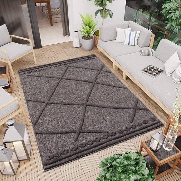 Carpet City Teppich »SANTORINI 58578«, rechteckig, 5 mm Höhe, 3D-Design: Flor erzeugt ein Hoch-Tief-Effekt, In- und Outdoor geeignet