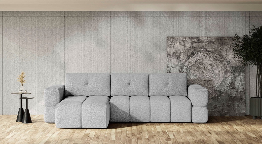 andas Ecksofa »EJSTRUP moderne, aufwändige Steppung, auch in Bouclé L-Form«, verwandelbar in Schlafsofa, incl. Bettfunktion, B/T/H: 362/186/92 cm