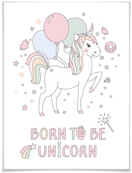 Wall-Art Poster »Kvilis Einhorn Luftballon Party«, Kinder, (1 St.)