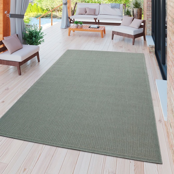 my home Teppich »Timberova«, rechteckig, 5 mm Höhe, In-und Outdoor geeignet,Flachgewebe, Sisal-Optik, Wohnzimmer,Wetterfest & UV-beständig, für Balkon, Terrasse und Wintergarten, besonders flach, auch für Küche, Esszimmer und Wohnzimmer geeign