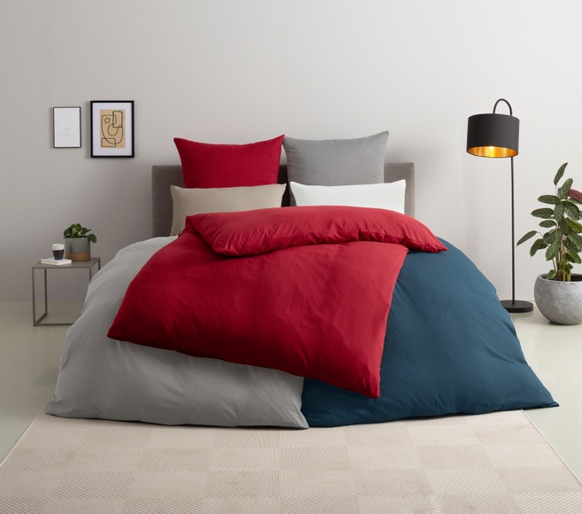 my home Bettwäsche »Desner«, (2 tlg.), Mikrofaser Qualität, Uni Design, 100% Polyester, Premium Qualität, soft, feinfädig, uni Design, Ökotex zertifiziert, Kissenbezug und Bettdeckenbezug mit Knöpfen ausgestattet, zeitlose uni Design