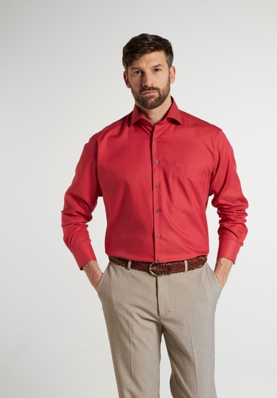 ETERNA LANGARM HEMD COMFORT FIT OXFORD KORALLE UNIFARBEN