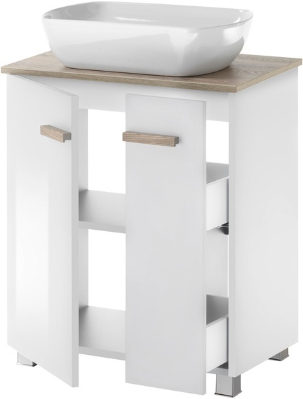 Places of Style Badmöbel-Set »SOLiD«, (2 St.), Breite 60 cm, Waschtisch mit Aufsatzwaschbecken, Spiegel mit LED