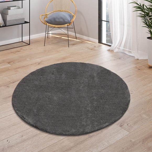 Paco Home Teppich »Cadiz 630«, rund, 18 mm Höhe, besonders weich, Uni-Farben, waschbar, In- und Outdoor geeignet, Wohnzimmer