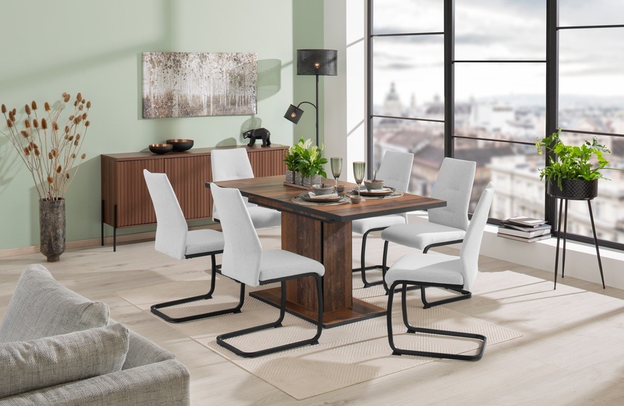 HELA Essgruppe »Ariana«, (Set, 7 tlg., 1 Tisch / 6 Stühle), ausziehbar 120 -160 cm, Stuhlbezug Ökotex zertifiziert, waterfree