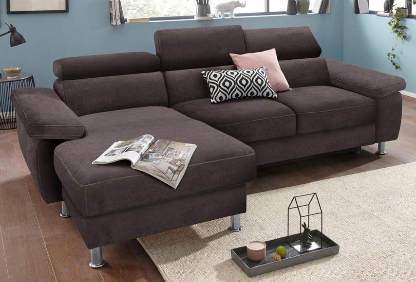 Nova Via Ecksofa, wahlweise mit Aqua Clean Stoff für leichte Reinigung mit Wasser und Bettfunktion