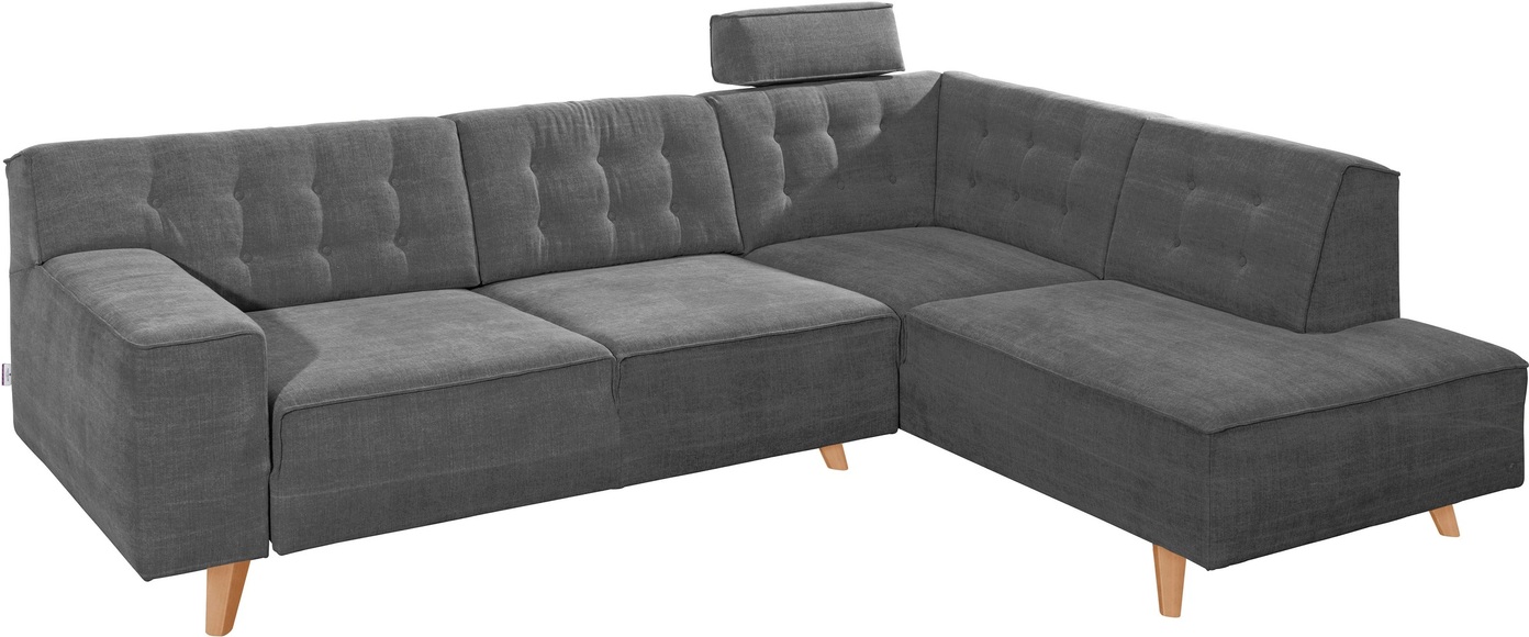 TOM TAILOR Ecksofa »NORDIC CHIC«, mit Ottomane, wahlweise mit Sitzvorzug, Füsse Buche natur