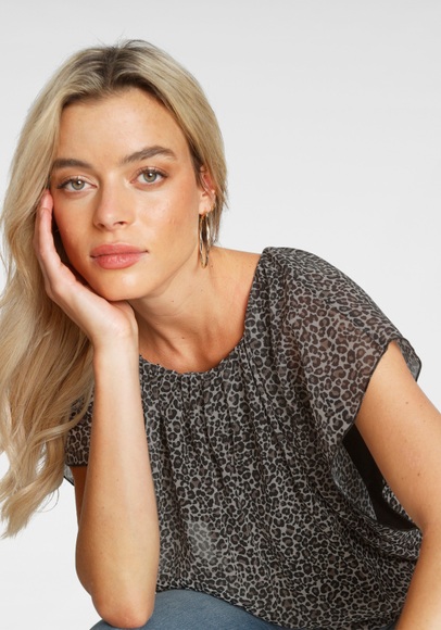 Melrose Shirtbluse, mit bedrucktem Chiffon - NEUE KOLLEKTION