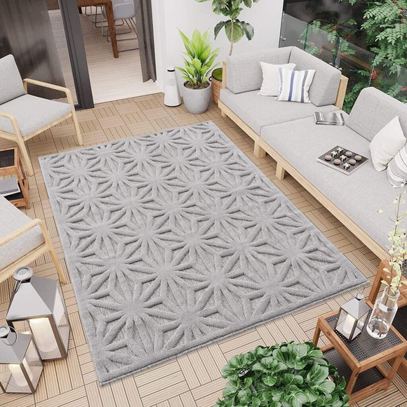 Carpet City Teppich »SANTORINI 58369«, rechteckig, 5 mm Höhe, 3D-Design: Flor erzeugt ein Hoch-Tief-Effekt, In- und Outdoor geeignet