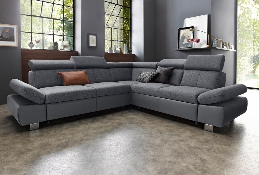 exxpo - sofa fashion Ecksofa, inklusive Kopfteil- und Armteilverstellung, wahlweise mit Bettfunktion und Bettkasten