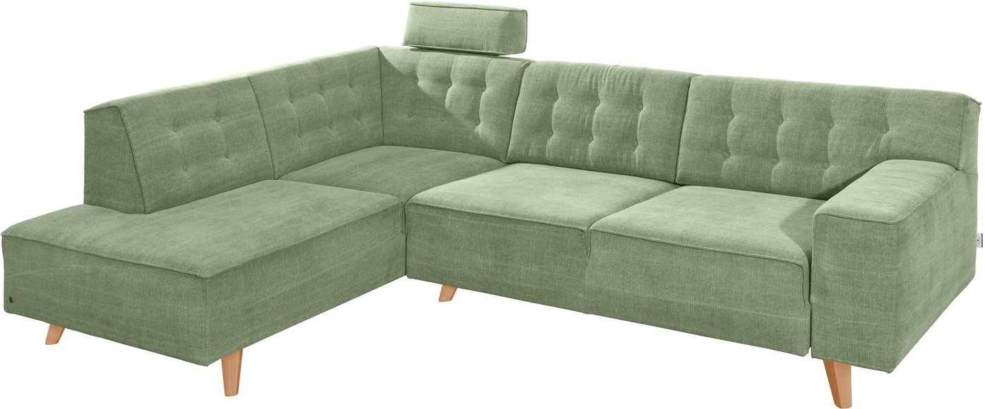 TOM TAILOR Ecksofa »NORDIC CHIC«, mit Ottomane, wahlweise mit Sitzvorzug, Füsse Buche natur