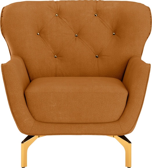 sit&more Sessel »Orient 3 V«, inkl. 1 Zierkissen mit Strass-Stein, goldfarbene Metallfüsse