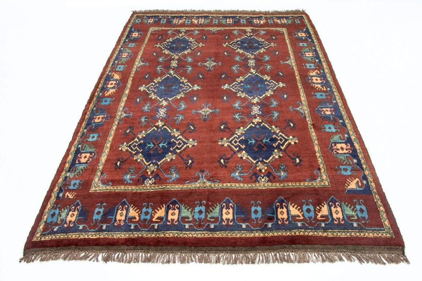 morgenland Wollteppich »Afghan Teppich handgeknüpft rot«, rechteckig, 7 mm Höhe