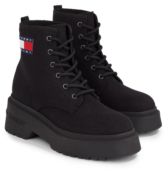 Tommy Jeans Schnürboots »TJW LACE UP FESTIVAL BOOT«, Blockabsatz, Schnürschuh, Stiefelette mit derber Absatzgestaltung