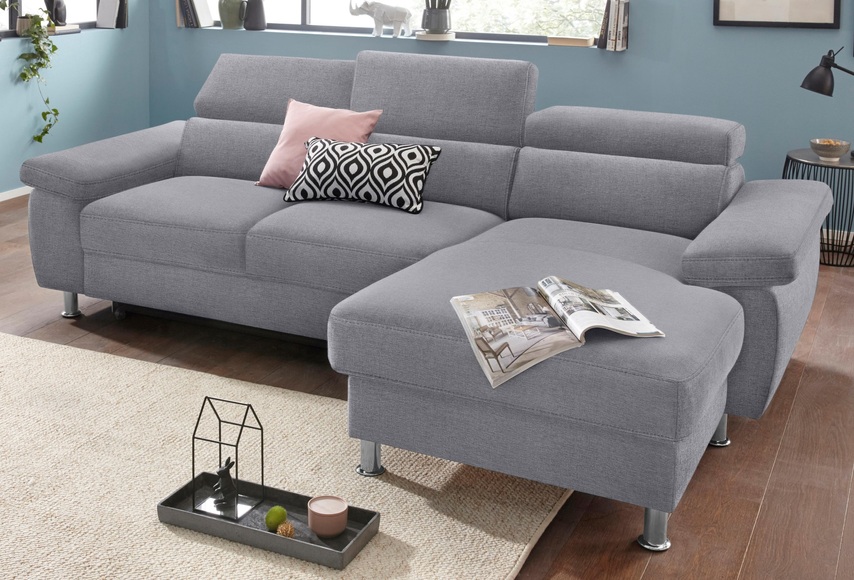 Nova Via Ecksofa, wahlweise mit Aqua Clean Stoff für leichte Reinigung mit Wasser und Bettfunktion