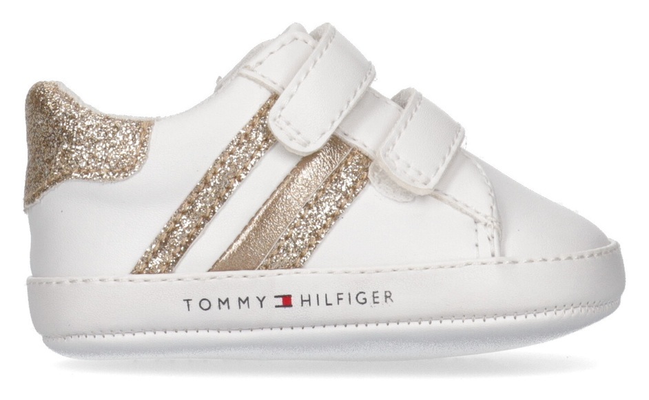 Tommy Hilfiger Lauflernschuh »STRIPES VELCRO SHOE WHITE/PLATINUM«, mit Logoschriftzug