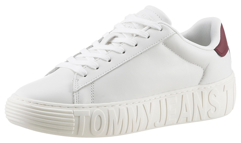 Tommy Jeans Plateausneaker »TJW NEW CUPSOLE LEATH LC«, mit Kontrastbesatz an der Ferse