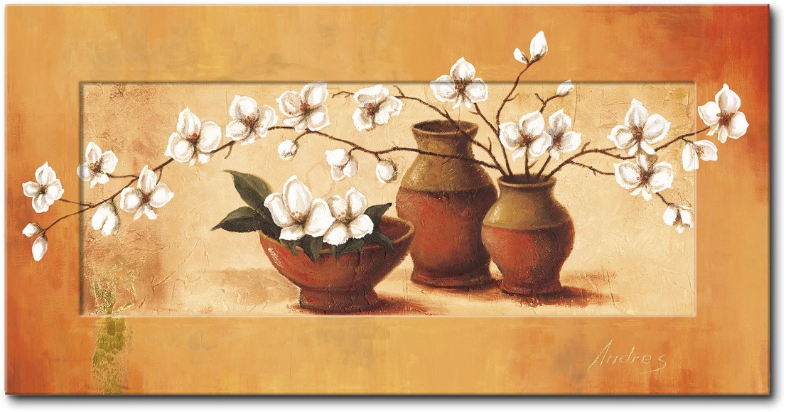 Artland Wandbild »Weisse Kirschblüten in roten Vasen II«, Vasen & Töpfe, (1 St.)