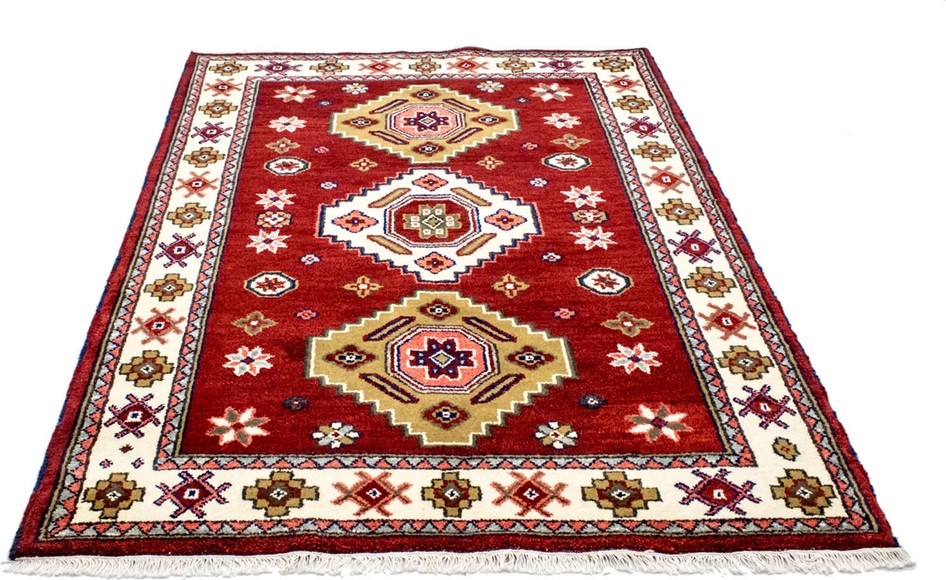 morgenland Wollteppich »Kazak Teppich handgeknüpft rot«, rechteckig, 18 mm Höhe