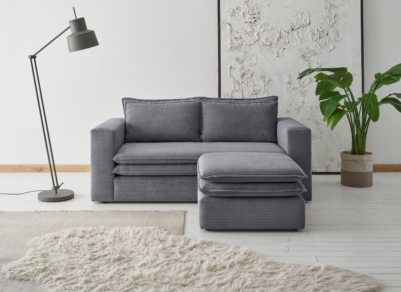 Places of Style Sitzgruppe »PIAGGE«, (2 tlg.), 2-Sitzer-Sofa und Hocker klein im Set