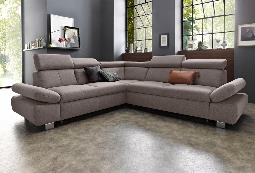 exxpo - sofa fashion Ecksofa, inklusive Kopfteil- und Armteilverstellung, wahlweise mit Bettfunktion und Bettkasten