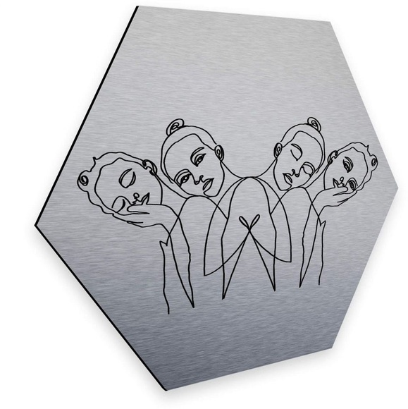 Wall-Art Metallbild »United Girls Silberfarben Hexagon Deko«