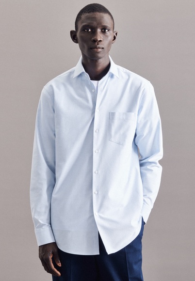 Oxfordhemd Regular Fit Langarm Uni Herren Hellblau 45