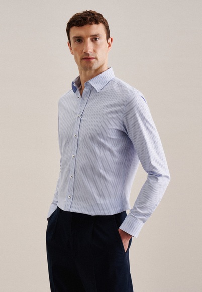 seidensticker Businesshemd »Slim«, Slim Langarm Covered-Button-Down-Kragen Druck