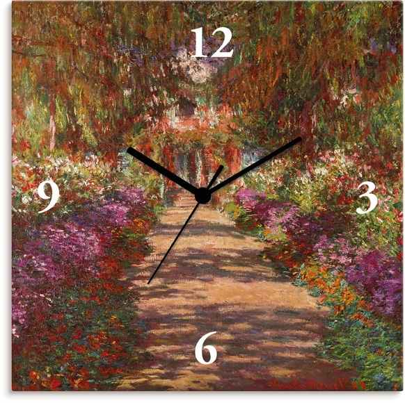Artland Wanduhr »Weg in Monets Garten in Giverny. 1902«, lautlos, ohne Tickgeräusche, nicht tickend, geräuschlos - wählbar: Funkuhr o. Quarzuhr, moderne Uhr für Wohnzimmer, Küche etc. - Stil: modern