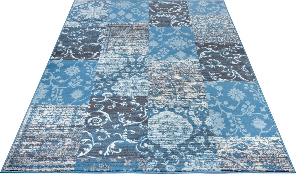 HANSE Home Teppich »Bloques«, rechteckig, 9 mm Höhe, Weicher Flor, Patchwork Design, ringsum gekettelt, strapazierfähig, pflegeleicht, Wohnzimmer, Schlafzimmer, Büro, aus der EU