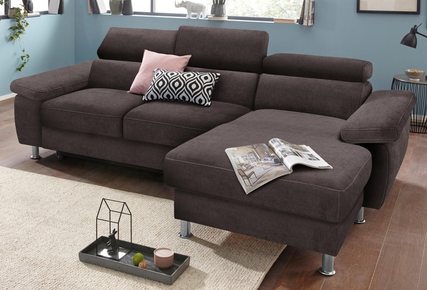 Nova Via Ecksofa, wahlweise mit Aqua Clean Stoff für leichte Reinigung mit Wasser und Bettfunktion