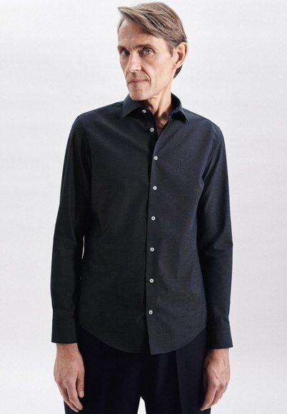 Business Hemd X-slim Fit Langarm Punkte Herren Schwarz 44