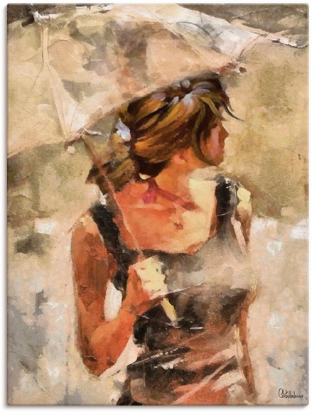 Artland Wandbild »Lady mit Regenschirm«, Portrait, (1 St.), in vielen Grössen & Produktarten - Alubild / Outdoorbild für den Aussenbereich, Leinwandbild, Poster, Wandaufkleber / Wandtattoo auch für Badezimmer geeignet