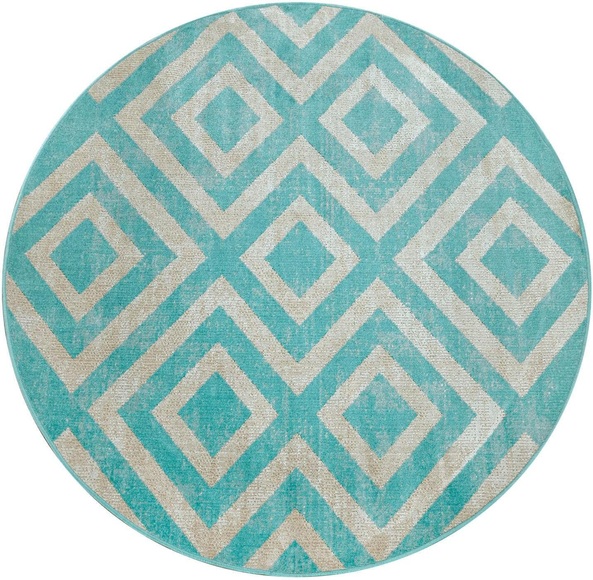 Paco Home Teppich »Poco 821«, rund, 7 mm Höhe, Kurzflor, Rauten-Design, In- und Outdoor geeignet, ideal im Wohnzimmer & Schlafzimmer