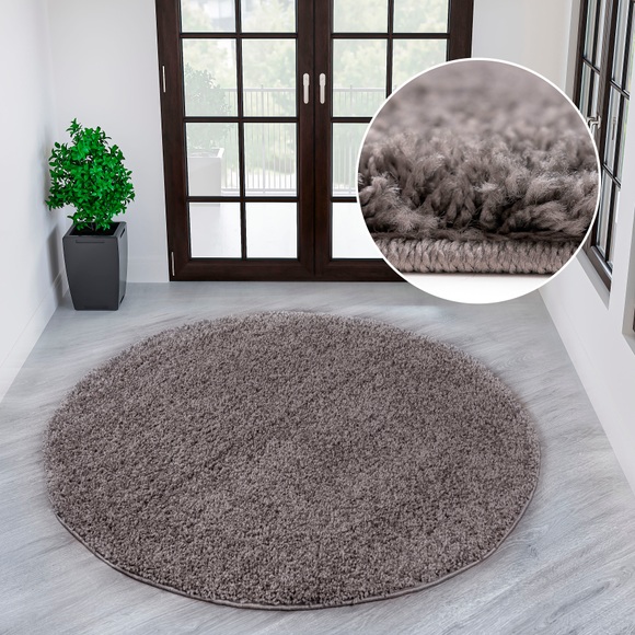 Home affaire Hochflor-Teppich »Viva Teppich rund«, rund, 45 mm Höhe, Uni Farben, einfarbig, rund, besonders weich und kuschelig, idealer Teppich für Wohnzimmer & Schlafzimmer