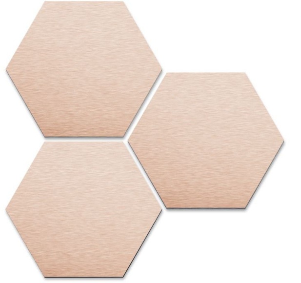 Wall-Art Metallbild »3er Set Hexagon Kupfer Wandbild« (Set)