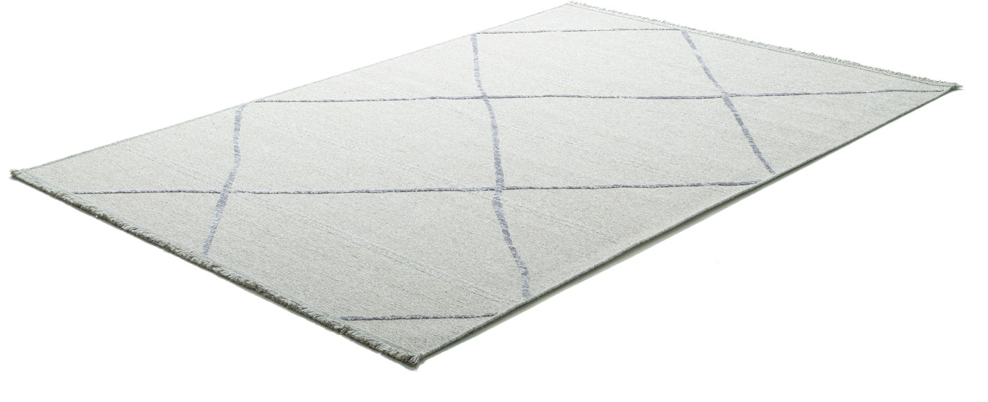 Sansibar Teppich »Braderup«, rechteckig, 2 mm Höhe, Flachgewebe, modernes Scandi Design, Motiv Rauten, mit Fransen, ideal im Wohnzimmer & Schlafzimmer