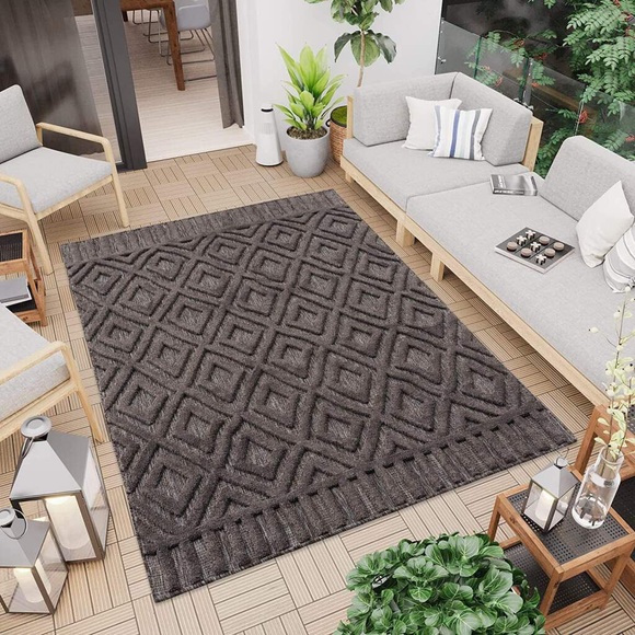 Carpet City Teppich »SANTORINI 58377«, rechteckig, 5 mm Höhe, 3D-Design: Flor erzeugt ein Hoch-Tief-Effekt, In- und Outdoor geeignet