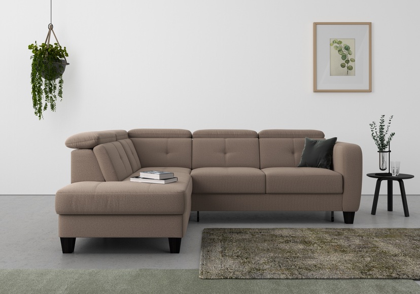 sit&more Ecksofa »Bellucci«, inklusive Kopfteilverstellung und Federkern, wahlweise mit Bettfunktion und Bettkasten