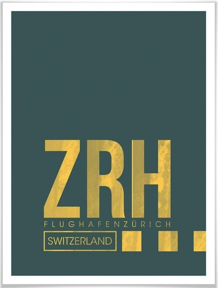 Wall-Art Poster »Wandbild ZRH Flughafen Zürich«, Flughafen, (1 St.), Poster, Wandbild, Bild, Wandposter