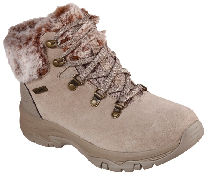SKECHERS Schnürstiefelette aus Veloursleder taupe