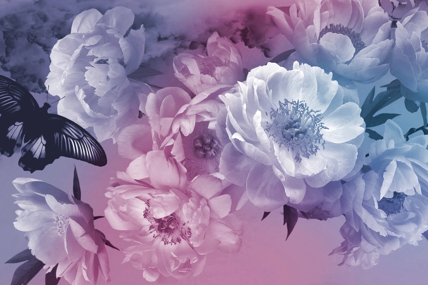 Papermoon Fototapete »BLUMEN ABSTRAKT-MUSTER DESIGN ROSEN BLUMEN DECOR RETRO«, Vliestapete, hochwertiger Digitaldruck, inklusive Kleister