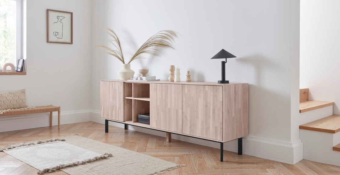 andas Kommode »Viby«, aus massivem Eichenholz mit Push-to-open Funktion