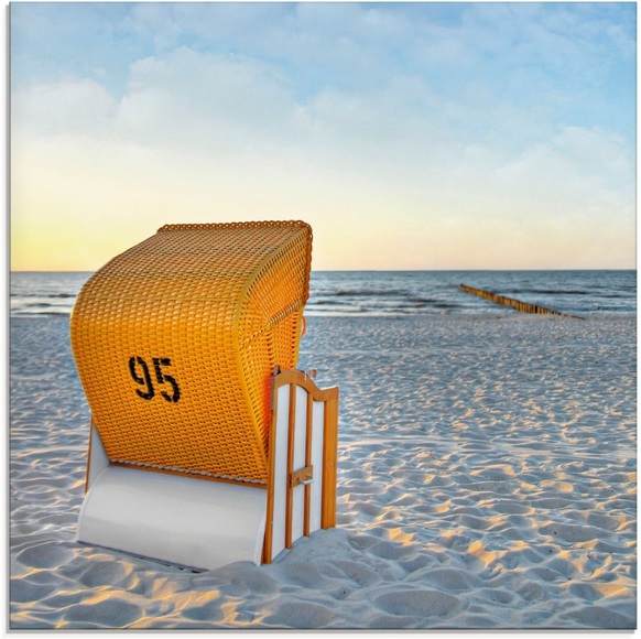 Artland Glasbild »Ostsee7 - Strandkorb«